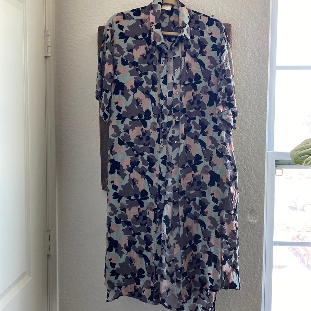 Multi colored long shirt. Can be worn  as a dress or shirt.